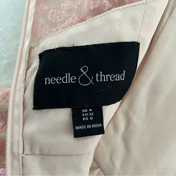 BHLDN Needle & Thread Pink Sequin Long Sleeve Dress, Size 0 NWOT - Picture 14 of 15